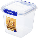 Sistema Klip It Plus Square Biscuit Box: stackable food storage container with leak-proof seal and easy-lock clips for freshness.