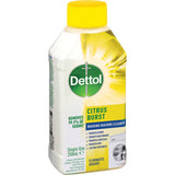 Dettol Antibacterial Washing Machine Cleaner in Citrus Burst scent, removing 99.9% of germs for hygienically fresh laundry.