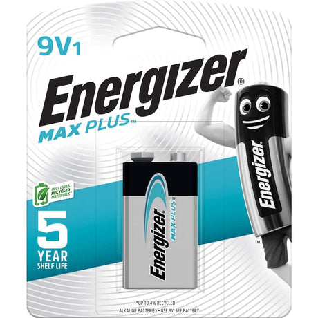 Energizer Max Plus 9V Battery, delivering reliable power for smoke detectors, remotes, and high-drain electronics.