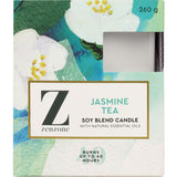 Zenzone Scented Candle featuring jasmine and green tea, perfect for relaxation and enhancing home ambiance.