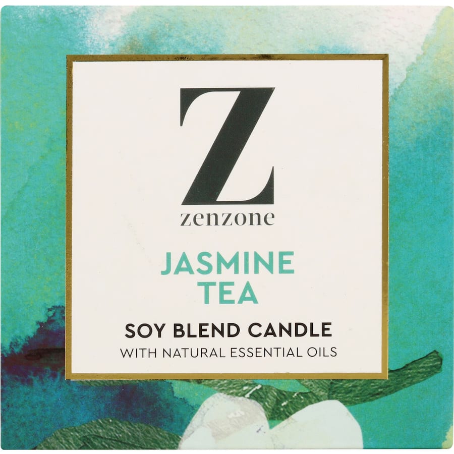 Zenzone Scented Candle Jasmine Tea: elegant candle with calming jasmine and green tea scent for relaxation and home ambiance.