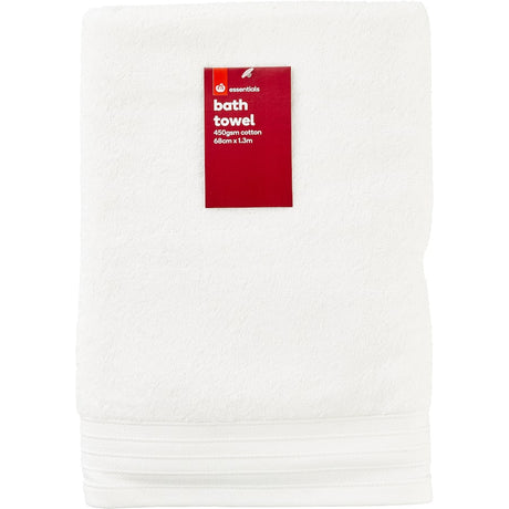 Luxurious Essentials Bath Towel in white or charcoal, made of 100% cotton for softness, absorbency, and modern style.
