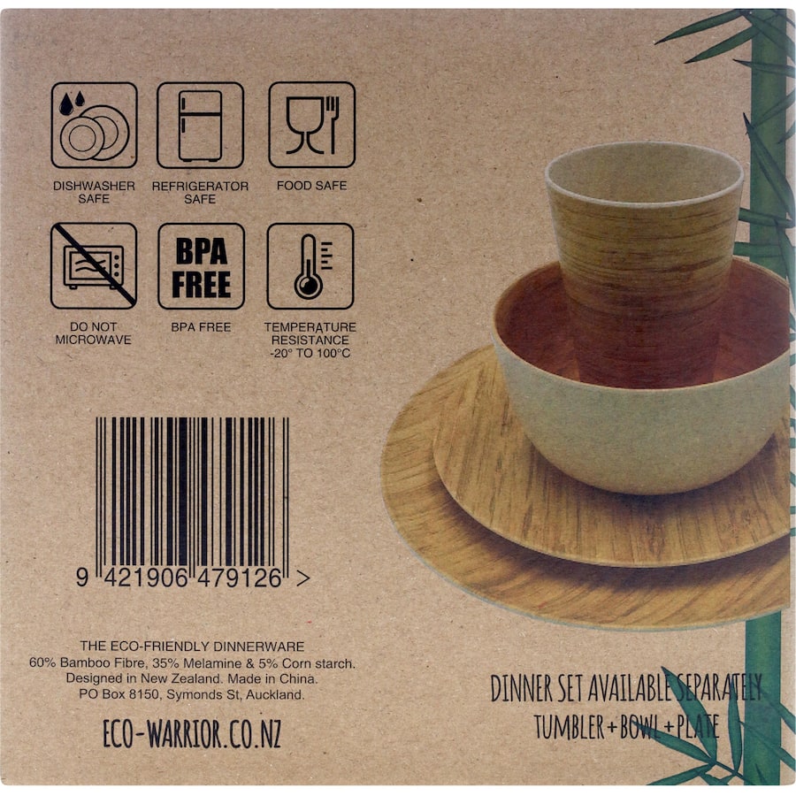 Eco Warrior Bamboo Plates Set: eco-friendly, 25cm biodegradable plates for sustainable dining at home or outdoor events.