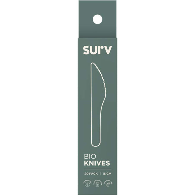 Eco-friendly 16cm biodegradable knives made from 100% sugarcane, perfect for sustainable dining and easy composting.