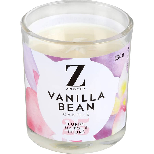 Zenzone Scented Candle Vanilla Bean, featuring warm vanilla scent in a stylish design for a cozy, inviting atmosphere.