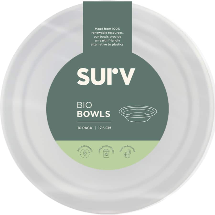 Eco-friendly 17.5cm biodegradable bowls made from sugarcane, home compostable, microwavable, and strong for any meal.