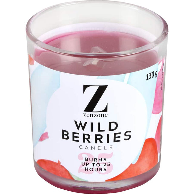 Zenzone Scented Candle Berry: Eco-friendly candle delivering a warm, wild berry aroma for a serene and inviting atmosphere.