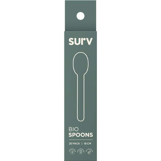 Eco-friendly Surv. Biodegradable Spoons made from 100% sugarcane, home compostable, perfect for sustainable dining.