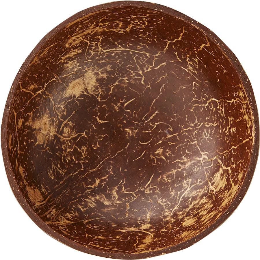 Artisanal Food Guru Coconut Bowl made from natural coconut shells, perfect for serving smoothie bowls and salads.