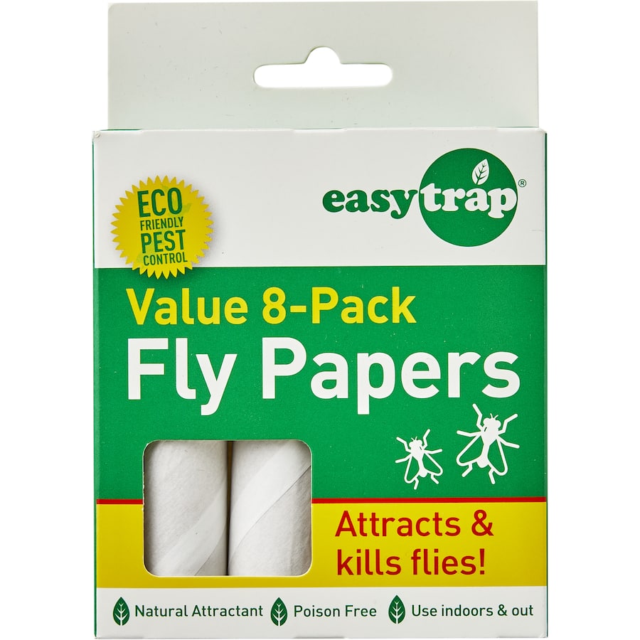 Clear sticky fly paper traps for effective, non-toxic indoor and outdoor insect control, ideal for kitchens and pantries.