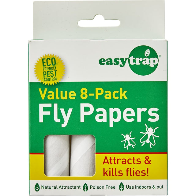 Clear sticky fly paper traps for effective, non-toxic indoor and outdoor insect control, ideal for kitchens and pantries.