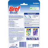 Bref Blue Active Toilet Flush Rim Block Eucalyptus, blue cleaning block for toilet freshness, eliminates odors with eucalyptus scent.