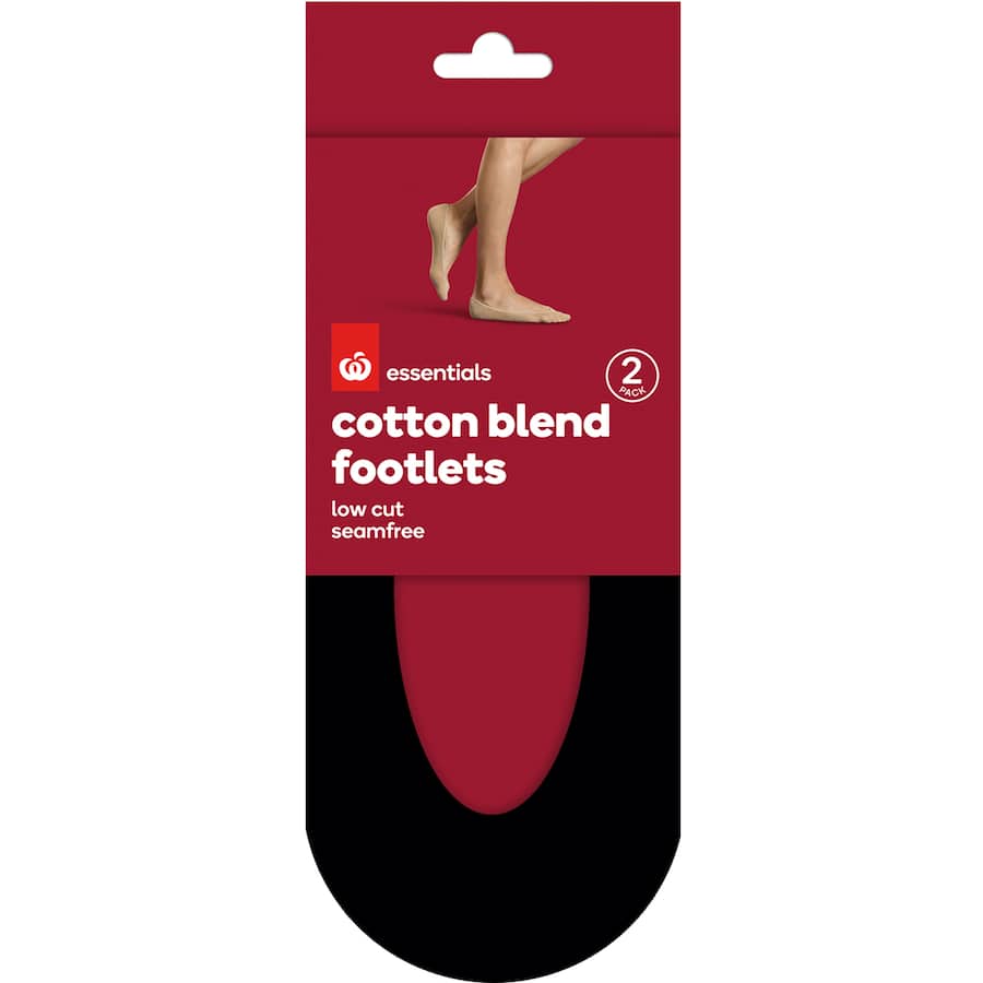 Black cotton blend footlets, seamless and low-cut design, ideal for everyday comfort in any shoe. Four pairs included.