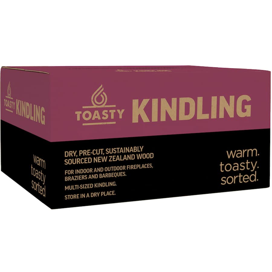 Toasty Kindling Medium - sustainably sourced wood for easy fire-starting in stoves, fireplaces, and outdoor pits.