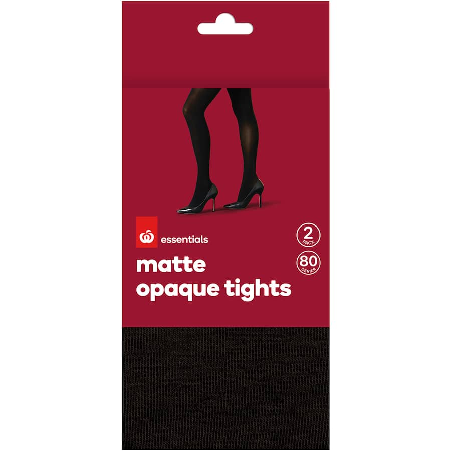 Opaque black tights with reinforced toes, 80 denier, perfect for layering and everyday comfort. Pack of two.