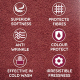 Cuddly Complete Care Fabric Conditioner Rose: 850mL softener with 8 benefits, including superior softness and fresh Wild Rose scent.