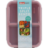 Stylish triple split bento lunch box with 4 secure clips, perfect for organizing meals while on the go.