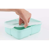 Decor Go Bento Lunch Box with triple compartments, ideal for organized lunches, freezer-safe, and BPA-free.