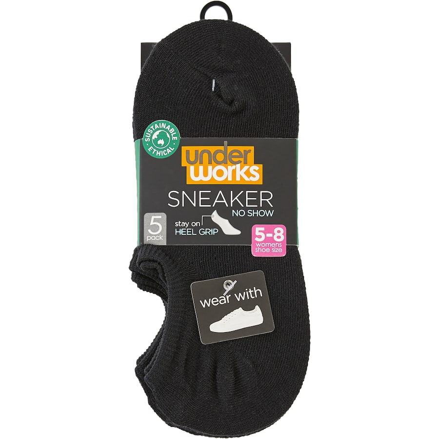 Underworks Ladies Sneaker Socks Size 5-8 5pack
