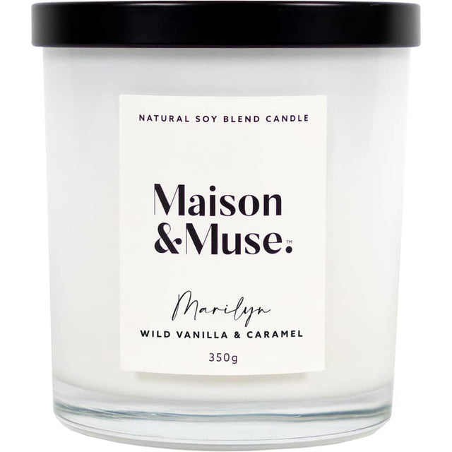 Luxury scented candle featuring vanilla and caramel in a stylish recyclable jar, perfect for creating a soothing home ambiance.