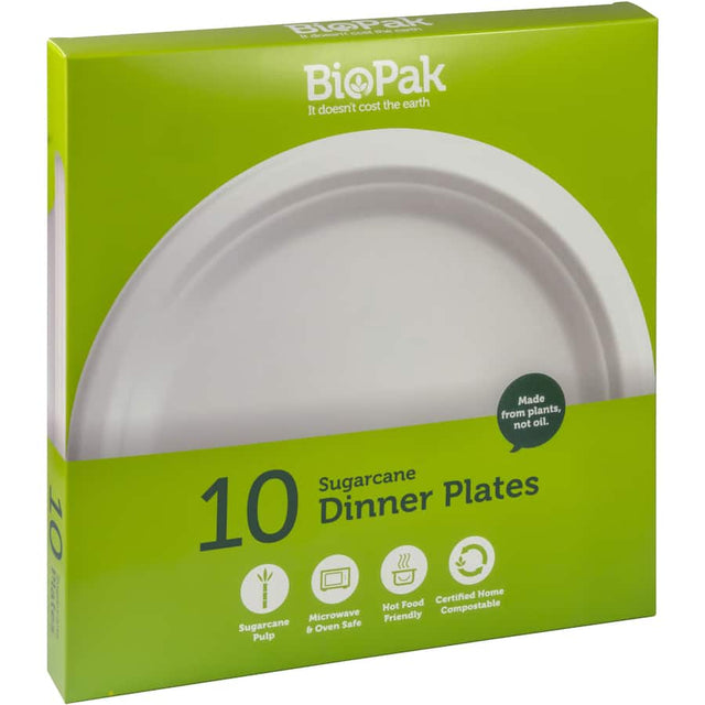 Biopak 25cm eco-friendly plates made from biodegradable materials, perfect for sustainable dining and outdoor events.