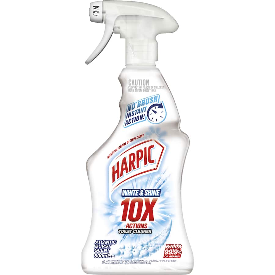 Harpic Toilet Cleaner White & Shine Bleach Spray Trigger Trigger 500mL