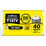 Medium-sized, eco-friendly kitchen tidy bin liners with lemon fragrance, made from 100% recycled plastic, 51 x 65 cm.