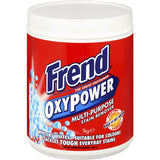 Frend Laundry Soaker Oxy Power Stain Remover Powder for tackling tough stains, safe for colors and whites, effective in any water temperature.