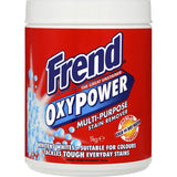Frend Laundry Soaker Oxy Power Stain Remover Powder, an enzyme-powered solution for tough stains on whites and colors.