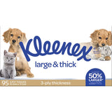 Soft and strong Kleenex Tissues Large N Thick 3-ply for comfort and absorbency during colds and allergies.