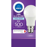 Olsent LED light bulb GLS bayonet 6W with 500 lumens of cool white light, perfect for eco-friendly illumination.