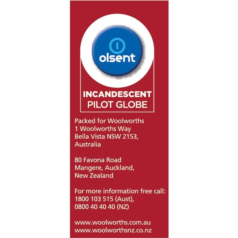 Olsent Pilot Ligh Bulb T28 Screw 15w Clear