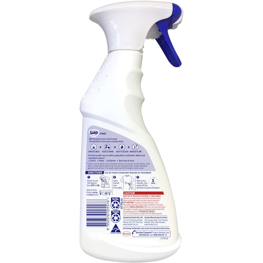 Sard Power Stain Remover Spray bottle showcasing its eco-friendly design and effectiveness against tough stains.