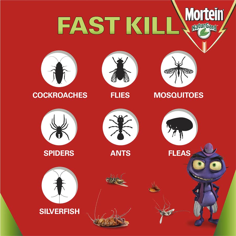 Mortein Naturgard Flying Insect Killer with eucalyptus scent effectively targets flying pests with a natural plant-based formula.