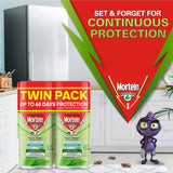 Mortein Naturgard insect control system twin pack refill, fragrance-free, offers automatic pest protection indoors and outdoors.