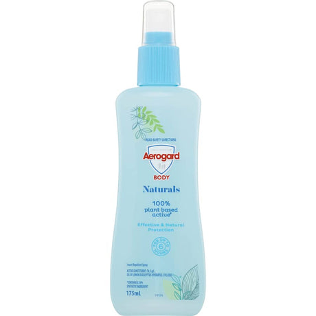 Aerogard Insect Repellent Natural 175ml pump spray offers 100% plant-based mosquito protection, safe for children over 12 months.