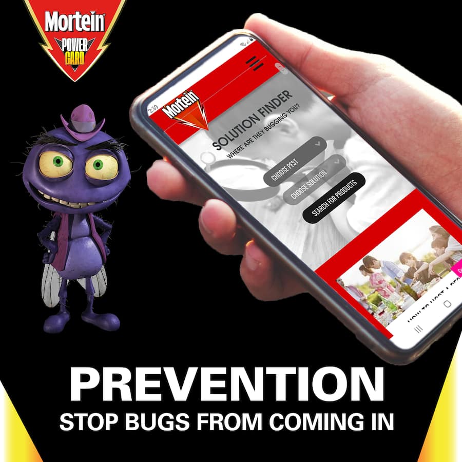Mortein Powerguard 350g can, an outdoor insect spray creating a 9-month barrier against spiders and crawling pests.
