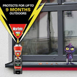 Mortein Powerguard insect spray can, 350g, for 9-month outdoor protection against spiders and crawling pests.