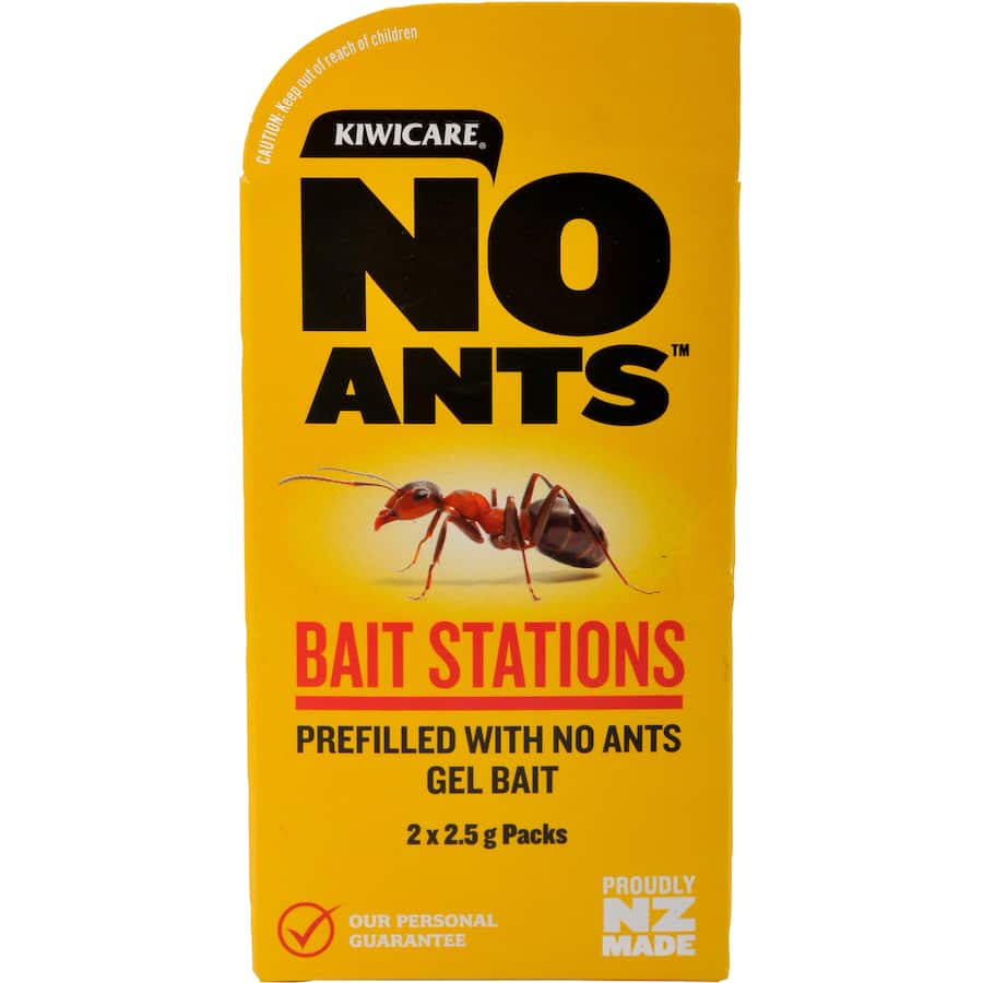 Kiwicare No Ants Bait Stations Gel: pre-filled stations for effective indoor/outdoor ant control, attracts protein-feeding ants.