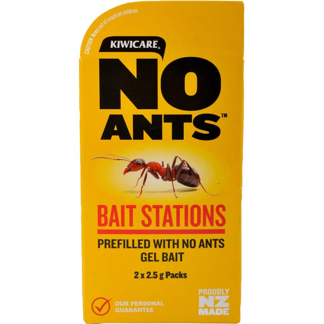 Kiwicare No Ants Bait Stations Gel: pre-filled stations for effective indoor/outdoor ant control, attracts protein-feeding ants.