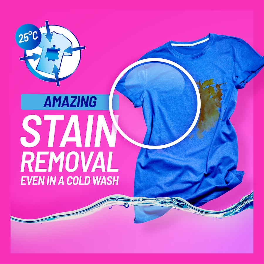 Vanish Napisan Oxi Action Stain Remover powder effectively removes tough stains while being safe on colors and whites.