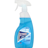 Strike Pro Glass Cleaner in a spray bottle, designed for streak-free shine on glass surfaces at home or office.
