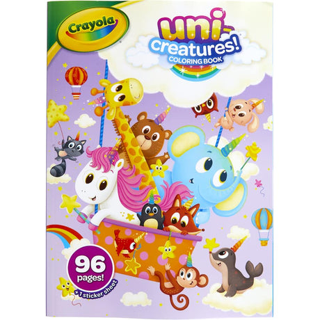 Coloring book featuring 96 pages of unicorns and mythical creatures, designed to inspire creativity in young artists.