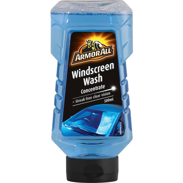 Armor All Windscreen Cleaner Wash for crystal-clear automotive glass, removing dirt and insect splatter for safe driving visibility.