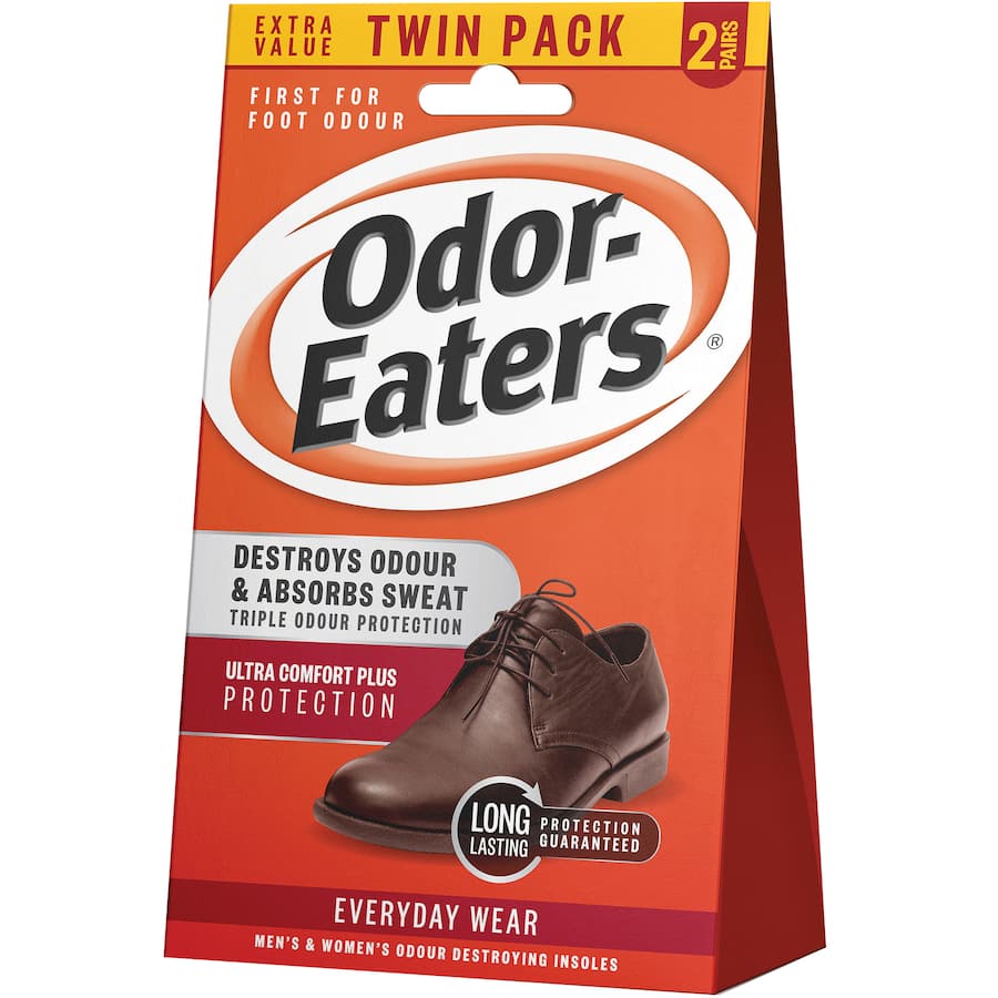 Odor Eaters Insoles Twin Pack for everyday comfort, moisture absorption, and odor control in all types of shoes.