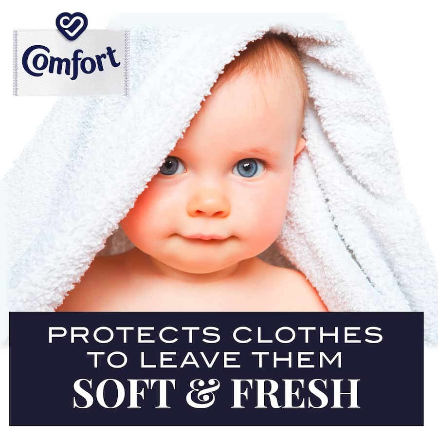 Comfort Fabric Softener Conditioner Pure White enhances softness and freshness in laundry, perfect for sensitive skin, eco-friendly.