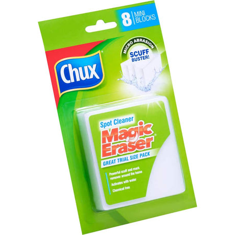 Chux Eraser Pad Magic for effortless cleaning of marks and scuffs on various hard surfaces in homes and offices.