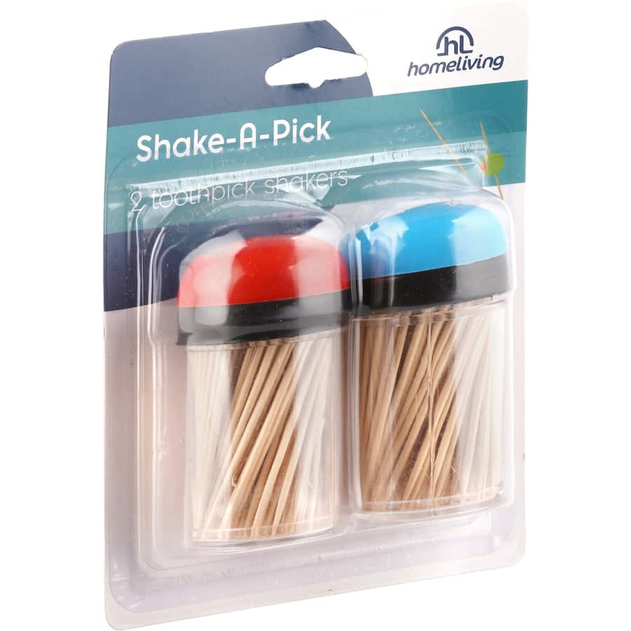 Homeliving Toothpicks Shaker set with 2 stylish shakers, each holding 200 wooden toothpicks for elegant entertaining.