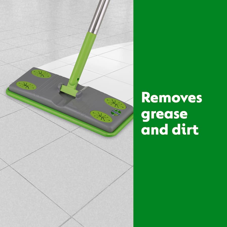 Dettol Floor Cleaning System & Wipes offer antibacterial cleaning for hard surfaces, ensuring a hygienic home with a fresh scent.