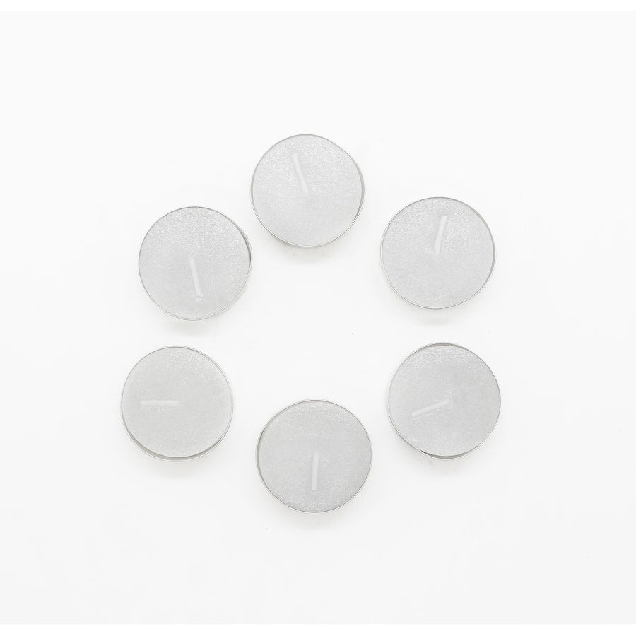 Unscented tealight candles that burn for 5 hours, perfect for creating a warm ambiance at any occasion.